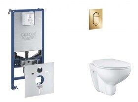 GROHE - Rapid SLX Set předstěnové instalace, klozetu, sedátka SoftClose a tlačítka Arena Cosmopolitan S, Cool Sunrise SANI11BB4105