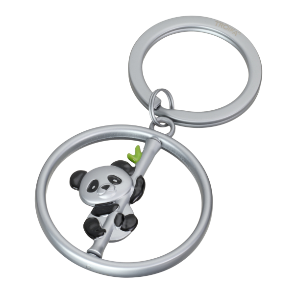 TROIKA klíčenka - panda, kovová, otočná, mix barev