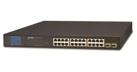 Planet GSW-2620VHP / Switch / 24x 1Gb / 2x 1Gb SFP / PoE 802.3at/az 300W / LCD / VLAN / Extend mód 250m (GSW-2620VHP)