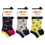 Zábavné nízké crazy ponožky unisex setu páry crazy IN-SHOE SOCKS 3x BELLINDA žlutá