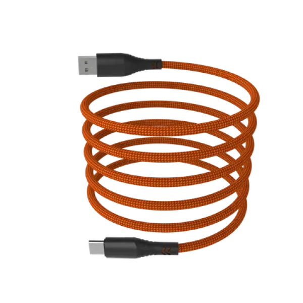 Hammer Magnetický kabel USB-C oranžový / Kabel / USB-A (M) - USB-C (M) / 65W / 1 m / nylonové opletení (AKC001411)