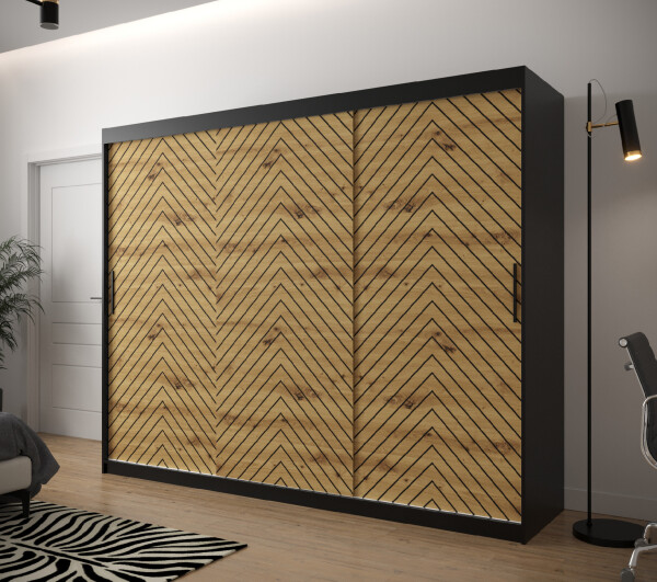 Šatní skříň Abi Jodelka 1 Barva korpusu: Černá, Rozměry: 250 cm, Dveře: Dub artisan