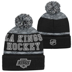 Outerstuff Dětská zimní čepice Los Angeles Kings NHL Puck Pattern Cuffed Pom