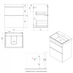 SAPHO - SITIA umyvadlová skříňka 56,4x70x44,2cm, 2xzásuvka, dub stříbrný SI060-1111