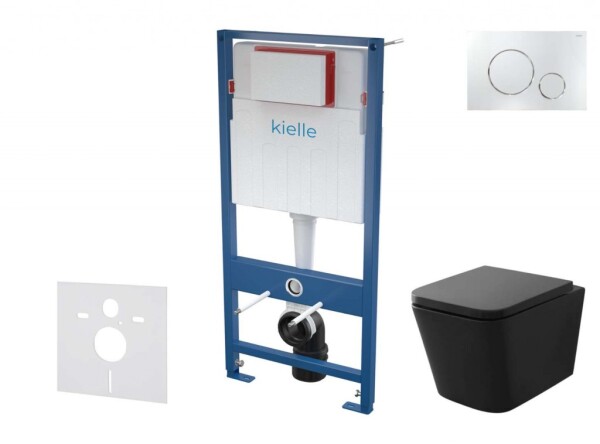 Kielle - Genesis Set předstěnové instalace, klozetu Arkas I, sedátka softclose a tlačítka Gemini II, lesklý chrom 30505SS43