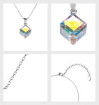 Elenys pozlacený náhrdelník Kostka s krystalem Swarovski® 18K bílé zlato