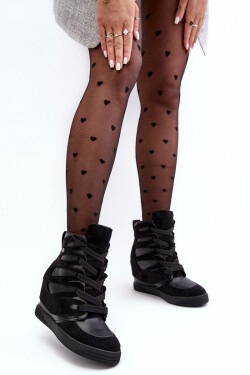 Kožené Boty Na Podpatku Šněrované Černé Amria 39