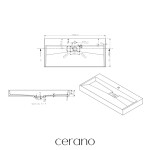 CERANO - Umyvadlo z litého mramoru Vita - nástěnné i na desku - otvor pro baterii - černá matná - 100x46 CER-479884