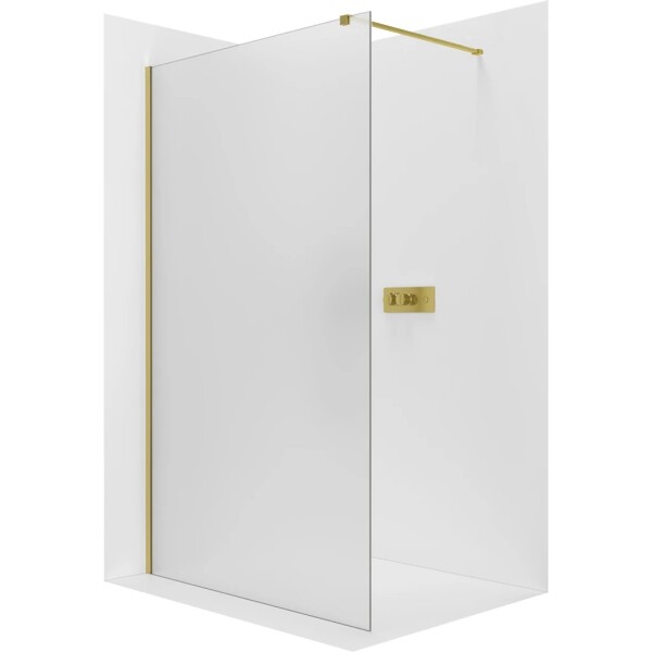 CERANO Sprchová zástěna Walk-in Onyx Cube L/P - 8 mm - hranatá vzpěra - zlatá, mléčné sklo - 150x200 cm