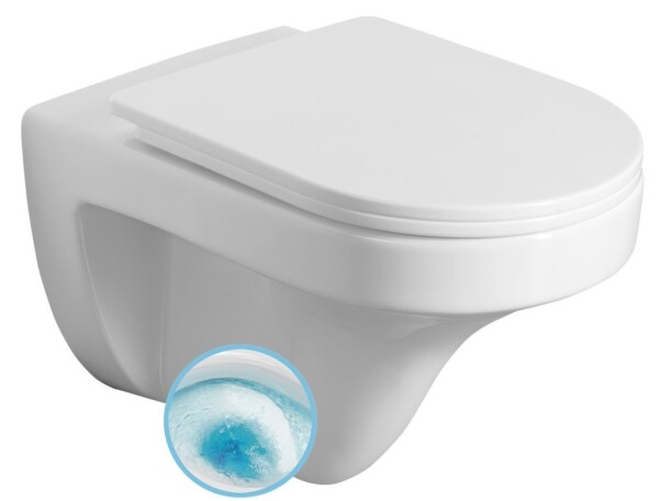 AQUALINE - DENICA závěsná WC mísa, Vortex Rimless, 36x52cm, bílá PS8512