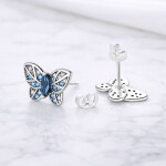Jemné náušnice motýlci - stříbro 925/1000, Modrá
