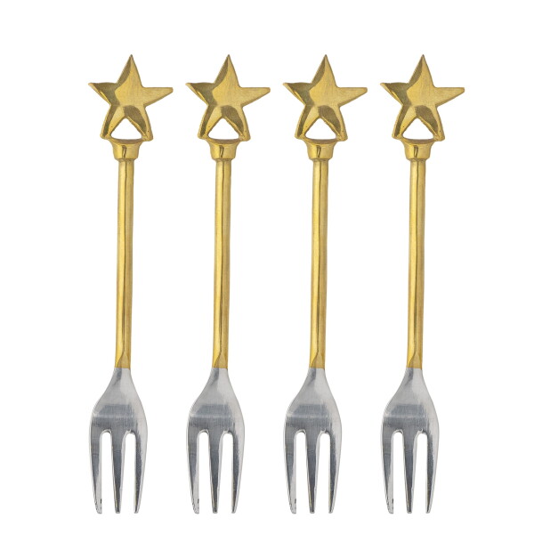 Bloomingville Dezertní vidličky Stars Georgette – set 4 ks, zlatá barva, kov