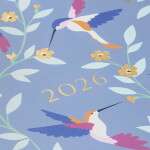 Busy B Rodinný nástěnný kalendář Large Birds 2026, modrá barva, papír