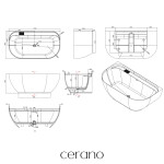 CERANO - Vana z litého mramoru Valeria - volně stojící - nástěnná - bílá matná - 150x80x55 CER-8050BD80384