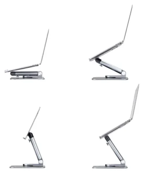 StarTech Teleskopický stojan na notebook stříbrný / Stojan na notebook / Otočná základna 360° / Hliník / Nosnost 5 kg (ATER-LAPTOP-RISER)