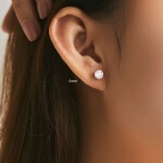 Stříbrné náušnice Ledová růže s růžovým krystalem 6/8 mm, Růžová 6 cm
