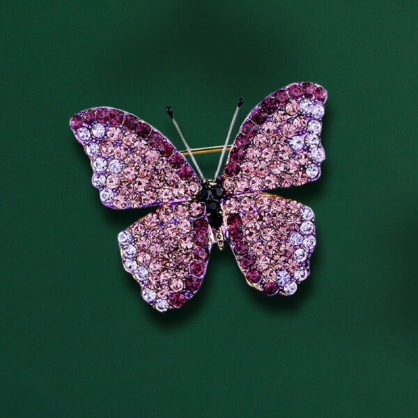 Brož se zirkony Bertranda - motýl, Fialová