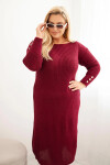 Dámské svetrkové šaty Plus Size s mohair bordó UNI