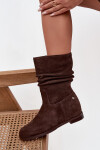Kožené semišové dámské kotníky s řasením vyhřívané Maciejka K7211-02 Čokoládové 36