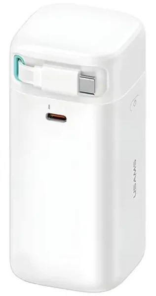 USAMS XMF Series Powerbanka výsuvný kabel USB-C bílá / Power Bank / 18000 mAh / PD 45W / 2x USB-C (20KCD21602)