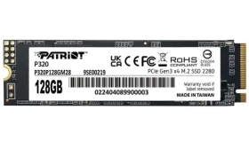 Patriot P320 128GB / SSD / M.2 2280 / PCIe Gen3 / R: 1600MBps / W: 1000MBps / 5y (P320P128GM28)