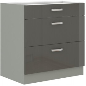 Spodní skříňka 80 D 3S BB - Premium Box Barva korpusu: Šedá, Barva dvířek: Šedý lesk (Šedá)