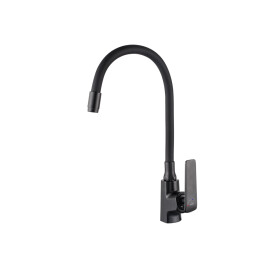 INVENA - Dřezová baterie Ligaria s elastickým výtokem, černá BZ-39-004-L