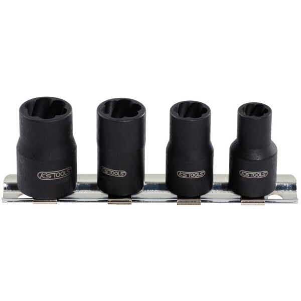 KS Tools 913.1450 Sada spirálových nástrčných hlavic s profilem 1/4, 4 ks, délka 8 mm