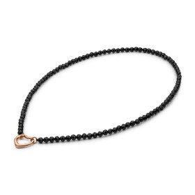 Stříbrný náhrdelník Angelica - černý spinel, srdce, stříbro 925/1000, Černá 42 cm