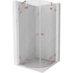 MEXEN/S - Lunar sprchový kout čtvrtkruh křídlový 90 x 90, transparent, měď kartáčovaná 833-090L-090P-65-00