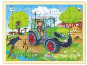 GOKI Dřevěné puzzle Traktor