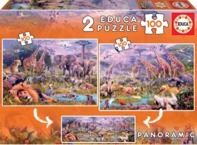 EDUCA Puzzle Panorama Divoká zvířata