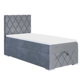 Čalouněná postel Madelyn 90x200, stříbrná, vč. matrace a topperu