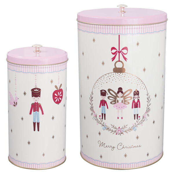 GREEN GATE Plechová dóza Cindarella White – set 2 ks, růžová barva, kov