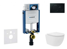 GEBERIT - Kombifix Set předstěnové instalace, kompaktního klozetu Oudee Vortex a sedátka softclose, tlačítko Sigma01, černá SANI15CA5130