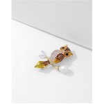 Exkluzivní brož Swarovski Elements Sabina - sova, Zlatá