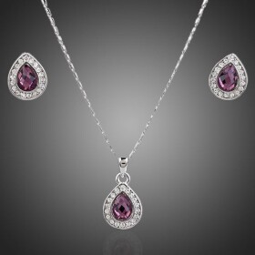 Souprava náhrdelníku a náušnic Swarovski Elements Adrianna, Fialová 38 cm + 3 cm (prodloužení)