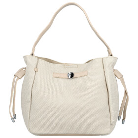 Módní dámská koženková kabelka na rameno Aminta, krémová