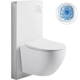 CERANO Kompletní WC set Modul/Cesso - bílá matná - integrované WC tlačítko - pneumatický modul - 49x36 cm - 979854