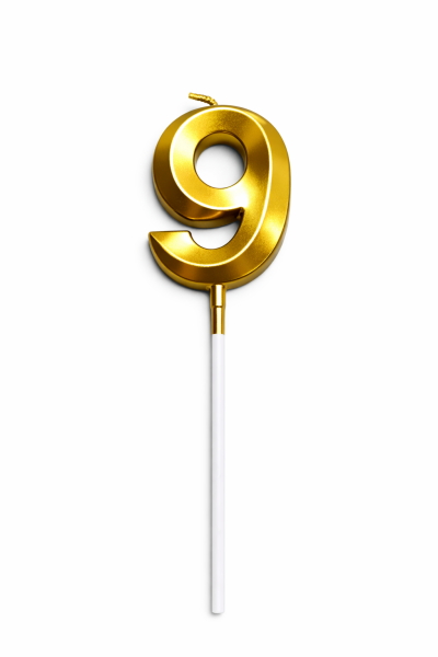 Dortová svíčka zlatá č.9