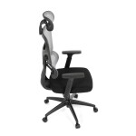 Kancelářská židle, šedá síťovina, černý plast, kolečka na tvrdé podlahy