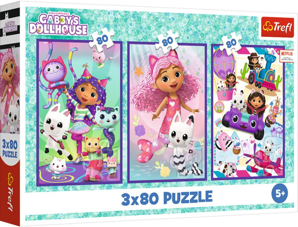 Puzzle Gábinin kouzelný domek: Gábininy barevné dny 3x80 dílků