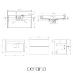 CERANO - Koupelnová skříňka Velora - dub medový, úchytka chrom + umyvadlo z lit. mramoru Vita - bílá matná - 70x63x46,5 CER-8050BD84051