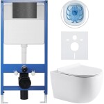 CERANO - Kompletní WC set Profi/Felci - bílá lesklá - WC tlačítko Line/Tmavě šedá - předstěnová instalace - 52,5x36 CER-8050BD84329