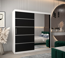 Šatní skříň Abi V2 Barva korpusu: Bílá, Rozměry: 200 cm, Dveře: Černá