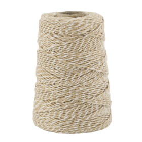 Chic Antique Jutový provázek 160 m – White / Beige / Gold thread, přírodní barva, textil