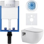 CERANO Kompletní podomítkový WC set Lite/Dure - bílá lesklá - WC tlačítko Slim, chrom - k zazdění - 51x35 cm