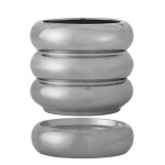 Bloomingville Keramický obal na květiny s podmiskou Shine Silver, stříbrná barva, keramika