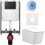 CERANO - Kompletní WC set Basic/Forte - bílá lesklá - WC tlačítko Modulo/Černá - pro zazdění - 51x36 CER-8050BD86141
