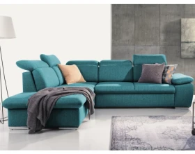 Rohová sedačka Aldon, petrolejová strukturovaná látka, levý roh